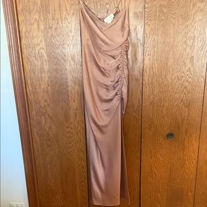 BHLDN Satin Midi Dress in Rich Brown